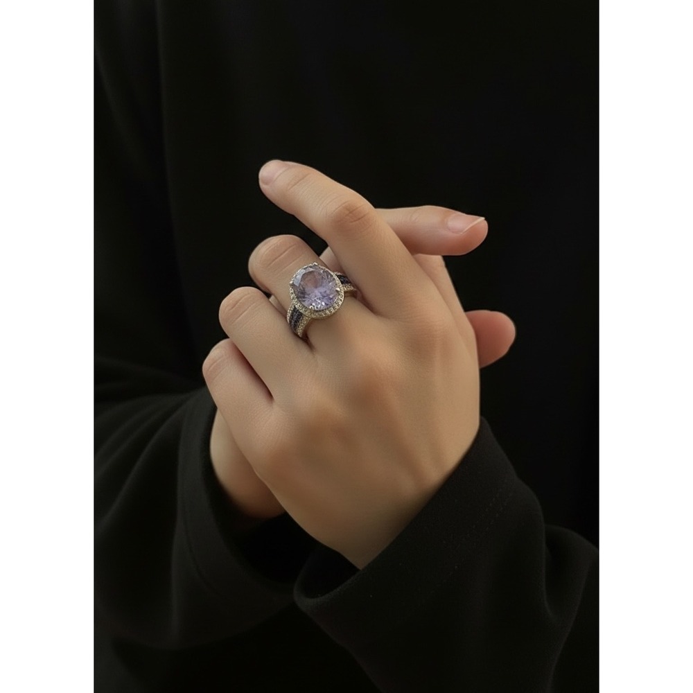 JTV FZN 9.25 Sterling Silver Purple Tanzanite CZ Ring Size 5 - Picture 1 of 11